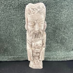 Medieval Style Carved Monk Alabaster Sculpture Statue c1960